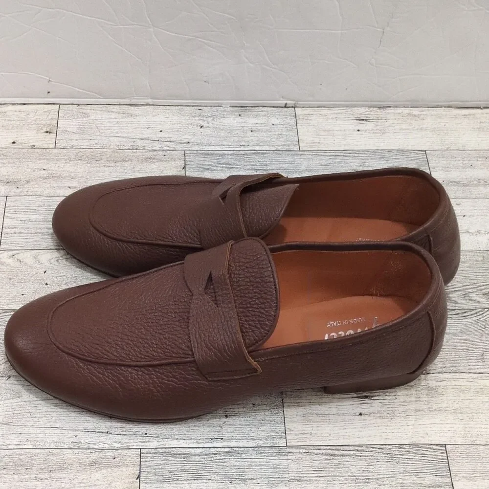 Givocci Mens Brown Tumbled Leather Penny Loafers Italy 43 US 10